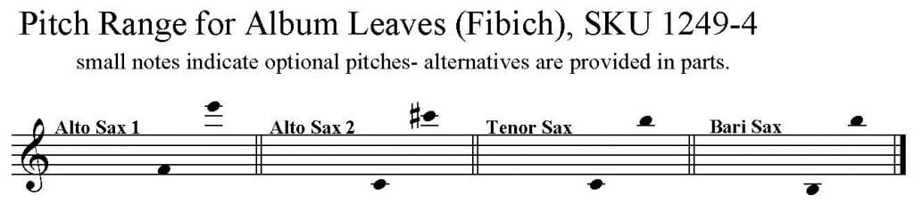 Album Leaves by Fibich arranged for AATB Saxophone Quartet