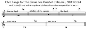 The Circus Bee by Henry Fillmore for Saxophone Quartet S/AATB