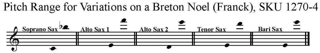 Variations on a Breton Noel, by Franck - Saxophone Quartet S/AATB