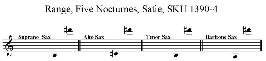 Five Nocturnes by Erik Satie for SATB Saxophone Quartet