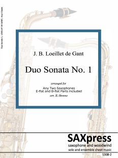 Duo Sonata No. 1 by Jean Baptiste Loeillet de Gant arranged for Any Two Saxophones.