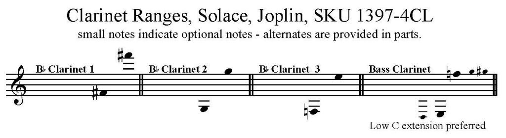 Solace – A Mexican Serenade - Clarinet Quartet. Music by Scott Joplin arranged for Clarinet Quartet.