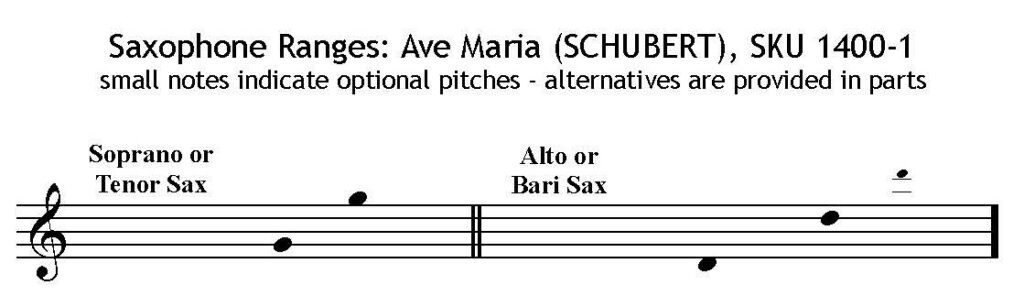 Ave Maria (Schubert) arranged for any saxophone solo with piano