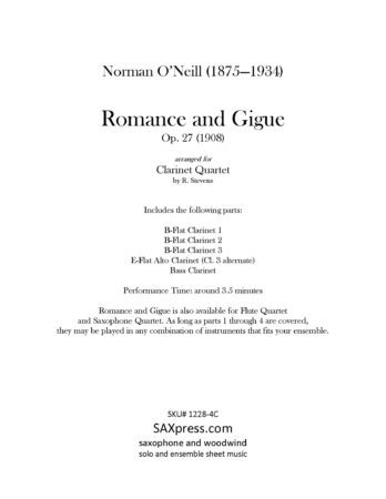 Romance and Gigue | Clarinet Quartet - Image 2