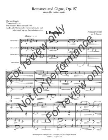 Romance and Gigue | Clarinet Quartet - Image 3
